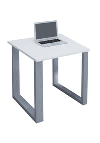 VCM. - Holz Schreibtisch | H. 76 x B. 80 x T. 80 cm | Computertisch schlicht | Füße aus hochwertigem Metall | Arbeitstisch | Büromöbel - Lona U - Schwarz /  Weiß