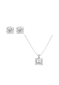Fiocco JEWELRY - Giselle Ohrringe und Kette Zirkonia Brillantschliff weiß, 925 Sterling Silber - gelbgold