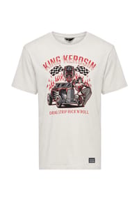 KING KEROSIN - Print-Shirt Großflächiger Frontprint mit Teufel- und Pin-up-Motiv Dragstrip - offwhite