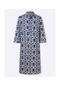 heine - Hemdblusenkleid - weiß-royalblau-bedruckt