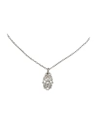 Steuer Modeschmuck - Anhänger mit Kette Metall 95 Glasstein - Silbergrau