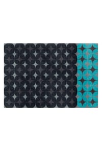 Kayoom - Living Fußmatte 50 Anthrazit / Blau 64cm x 168cm - anthrazit - blau (BxL) 64 x 168 cm