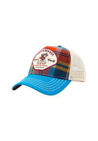 KING KEROSIN - Trucker Cap Front im Karomuster mit gesticktem Werkstatt-Patch Motor Garage - mehrfarbig