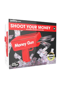 COFI - JollyGadget Money-Gun Geldpistole mit 100 Scheinen - Rot 35x25x15 cm