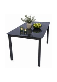 VCM. Gartentisch aus Glas und Aluminium | Esstisch | ca. H. 73 x B. 140 x T. 80 cm | Anthrazit | Balkontisch Gartenmöbel - VCM Miami - Schwarzglas