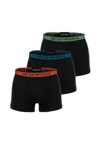 EMPORIO ARMANI - Herren Trunks, 3er Pack - CORE LOGOBAND, Shorts, Stretch Cotton - Schwarz