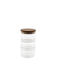 mulex® - Aufbewahrungsbehälter aus Glas mit Holzdeckel, 3-teilig - stapelbar - Transparent, Braun 16,5 x 9 cm