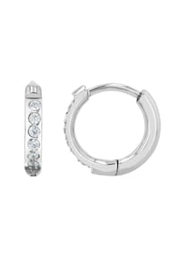 Adelia's Modern Essentials - Ohrringe – Klappcreole aus Titan mit Strass Steinchen - weiß