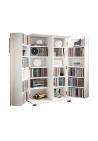 VCM. - Holz CD DVD Stand Regal/Schrank | platzsparender CD Schrank mit 2 abschließbaren Türen für 600 CDs oder 260 DVDs oder 144-Videos | Maße: H. 93 x B. 60 x T. 31 cm | 20 variable Einlegeböden – Engalo XL - Anthrazit
