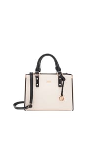 L.CREDI - PENIA Henkeltasche, Emblem, Reißverschlussfach, für Damen - CREME/ MIX