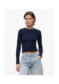 TOMMY Jeans - Langarmshirt, cropped, für Damen - C1G BLUE
