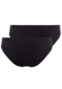 SKINY® - Damen Rio Slip, 2er Pack - Unterwäsche, Unterhose, Baumwolle, Logobund, Feinripp, einfarbig - Schwarz