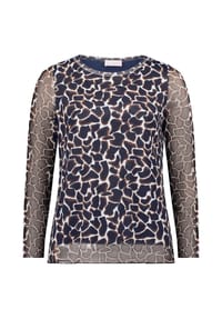 BETTY BARCLAY - Langarm-Shirt mit Animalprint - Dark Blue/Brown