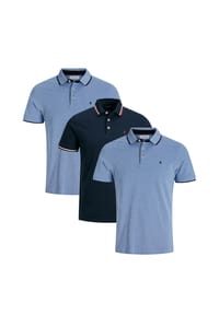 JACK & JONES - Poloshirt 3er Pack Paulos - Slim Fit - Beige / schwarz