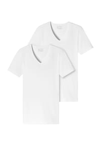 SCHIESSER - T-Shirt, 2er-Pack, V-Ausschnitt, für Herren - 100 WEISS