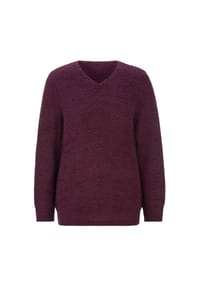 GOLDNER - Kurzgröße:  Strickpullover mit V-Ausschnitt - beige