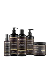 KERARGAN - Komplettes Anti-Haarausfall Set Shampoo, Conditioner, Maske, Serum & Leave-In Rizinusöl - 3x500ml+100ml+350ml - weiß