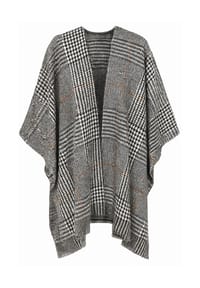 collezione alessandro® - Poncho Hahnentritt schwarz-weiß mit braun - schwarz