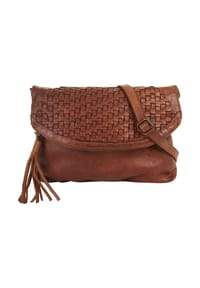 Samantha Look - Umhängetasche Echt Leder, Made In Italy - cognac