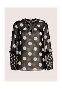MADELEINE - Elegante Bluse mit Pünktchen-Druck - schwarz / weiß