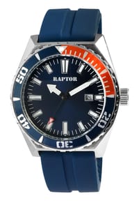 ONE ELEMENT Raptor - Herren Quarz Armbanduhr Jett mit Silikonarmband - 5 ATM - Mineralglas - blau-silber
