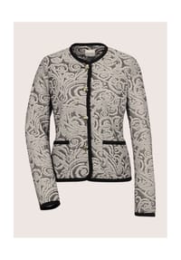 MADELEINE - Kragenloser Kurzblazer im Couture-Style - schwarz / perlweiß / goldfarben