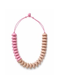 collezione alessandro® - Kurze Kette Duo natürliche Holzkette in Two-Tone - rosa