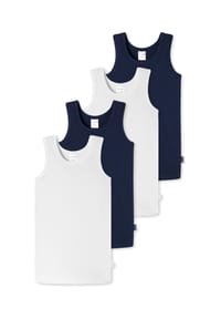 SCHIESSER - Unterhemd / Tanktop 4er Pack Kids Boys 95/5 Organic Cotton - Blau / Weiß