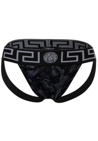VERSACE - Herren Jockstrap - Jocks, Tanga Slip, Stretch Cotton, Barocco Muster - Schwarz/Gold