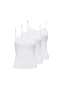 ONLY® - Damen Spaghetti-Top 3er Pack - ONLEA NEW SINGLET JRS, Unterhemd, Stretch - 2xWeiß/Blau