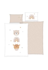 HERDING - Bettwäsche "Little Friends" - BEIGE, WEIß
