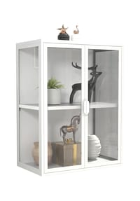 VCM. - Glasvitrine hängend | Vitrine Glas mit ESG-Sicherheitsglas | Maße ca. H. 80 x B. 60 x T. 35 cm | Hängevitrine Glas | Modern und platzsparend | Glas Vitrinenschrank - Flokas M - 