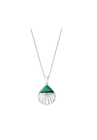 zeeme GEMSTONES - Anhänger mit Kette 925/- Sterling Silber 1 Malachit - weiß
