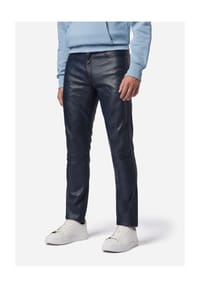 RICANO - Herren Lederhose Slim Fit, 5-Pocket Lederhose aus Lamm Leder - Slim Fit - Blau