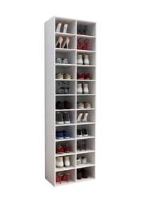 VCM. - Holz Schuhregal | Maße ca. H. 183 x B. 52 x T. 30 cm | Schuhkommode mit 22 Fächer | Schuhschrank - Hinsol XL - Weiß