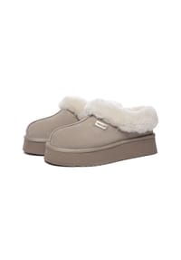 EVERAU® - Damen Leder Hausschuhe - Topknot - BLACK