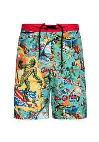 KING KEROSIN - Shorts mit exklusivem Artwork-Print Il Mostro Del Lago Di Garda - mint
