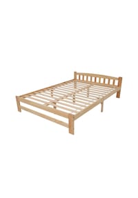 KOMHTOM - Doppelbett 140x200, Massivholz natur, mit Kopfteil & Lattenrost – ohne Matratze - Natürlich