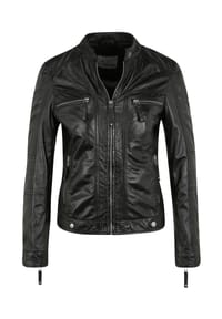 7eleven - Lederjacke Nantes mit lässigem Stehkragen - black