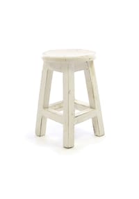 VCM. - Hocker | weiß im Vintage-Look | massiv Holz Schemel Blumentisch | Maße Sitzfläche 25 cm. Höhe 40 cm - Weiß