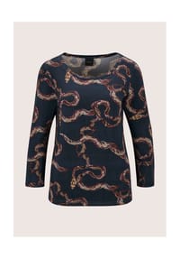 MADELEINE - Viskose-Shirt mit Schlangenprint - marine / nussbraun / multicolor
