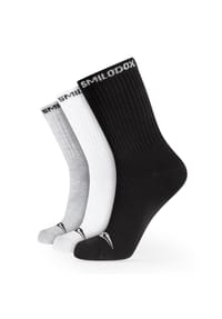 SMILODOX - Tennissocken 3er Tennis Socks - Schwarz / Grau / Weiß