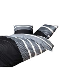 Janine® - Bettwäsche 2 teilig - Mako-Satin, Baumwolle, gestreift - Braun