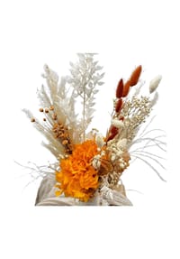 LYKKE & YOU - Frühlingserwachen: Bezaubernder Trockenblumenstrauß mit orangefarbener Hortensie - Orange