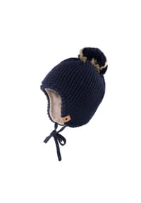 maximo® - MINI BOY-Inkamütze, Pompon 2-farbig, Vollfutter, Bindeband - 11 NAVY