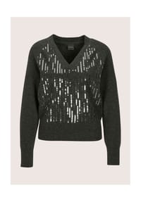 MADELEINE - Eleganter Wollpullover mit stilvollen Pailletten - bleigrau / silberfarben