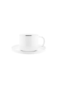 mulex® - Mulex 12 Teiliges Kaffeetassen-Set mit Untertasse aus Porzellan - Silber 200 ml
