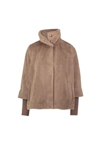 zero - Felljacke, Stehkragen, Strickstulpen, für Damen - 7315 DESERT TAUPE