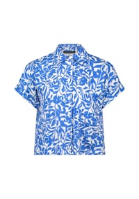 BETTY BARCLAY - Leinenbluse mit Kragen - Weiß/Blau