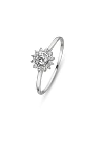 Fiocco JEWELRY - Halo Sun Ring Zirkonia weiß Brillantschliff , 925 Sterling Silber - gelbgold